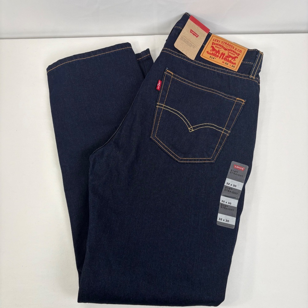 Levis Men's 514 Straight Fit Jeans Dark Wash Indigo Denim 00514-0166 32x30 NWT